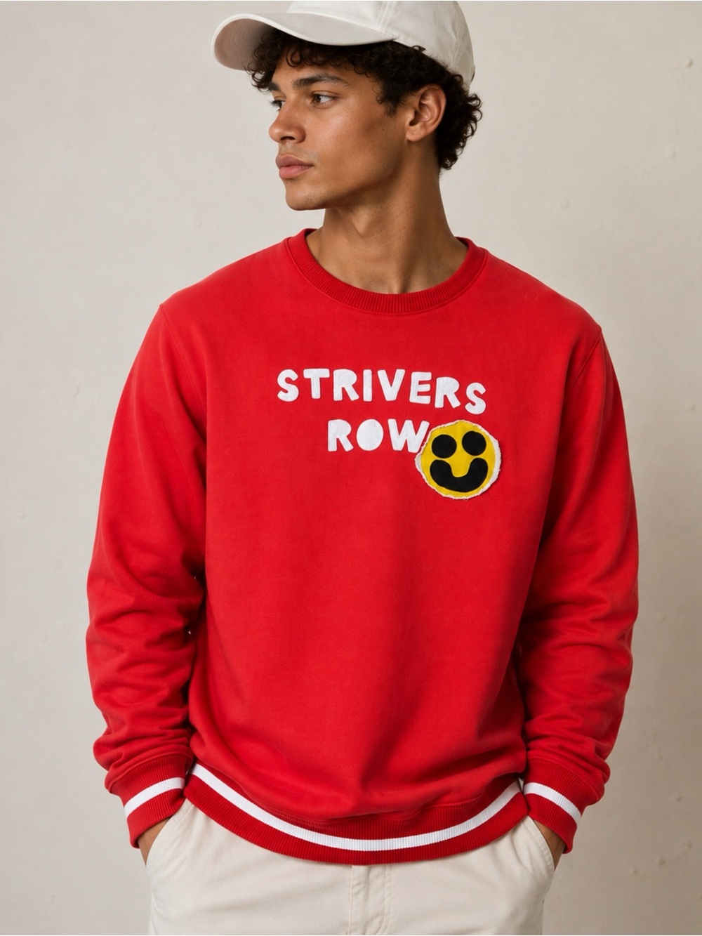 Strivers Row Red Smiley Embroidered Crewneck Sweatshirt Men’s XL Pull Over